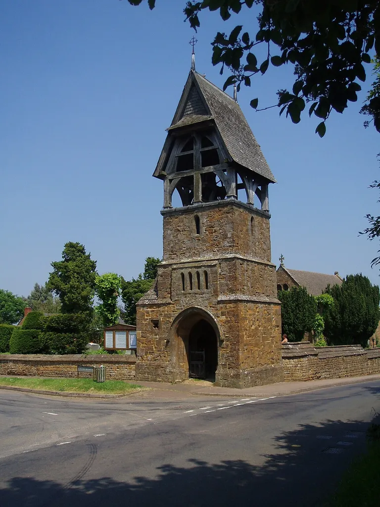 Combined campanile and lychgate, All Saints' parish church, Great Bourton, Oxfordshire