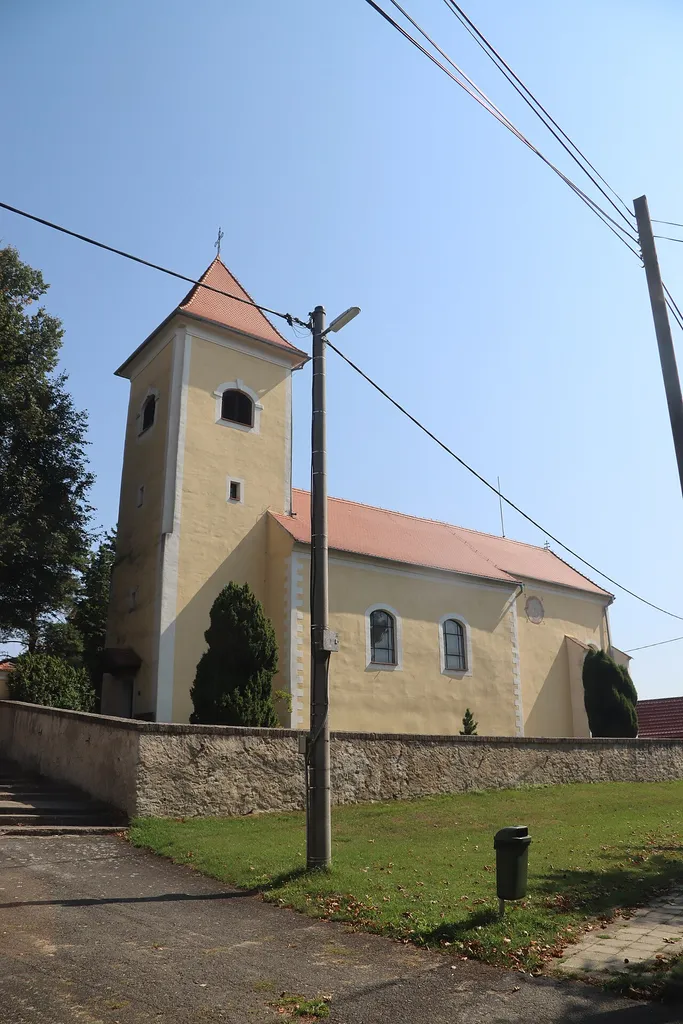 Overview of church of Saint John the Baptist in Lipník, Třebíč District.