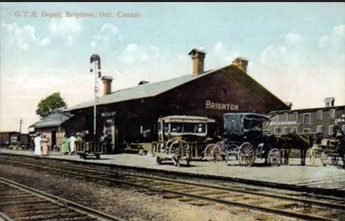 Grand Trunk railway station in Brighton, ON shown on a post card circa 1910.