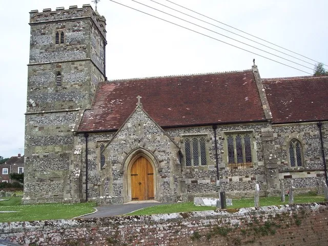 The Church of St John the Evangelist, Hinton Martell The church was built in 1870 by G R Crickmay and J Hicks. It is built of flint, rubble and ashlar.