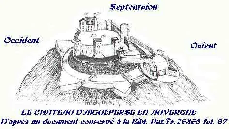 Gravure du château de Montpensier, d'après un document conservé à la bibliothèque nationale de France