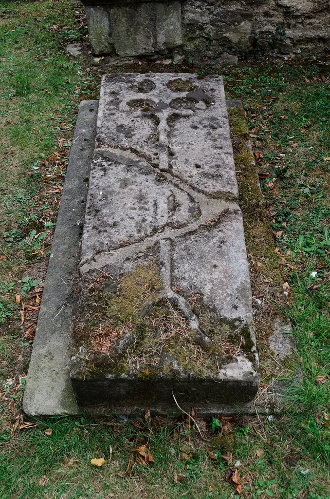 Grave slab outside St Lawrence's Church in Scunthorpe