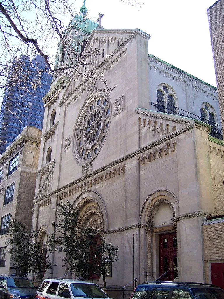 The Roman Catholic Church of St. Joseph at 408 East 87th Street between First and York Avenues in the Yorkville neighborhood of Manhattan, New York City, was built in 1895 and designed by William Schickel &amp; Co. in Romanesque Revival style. (Sources: From Abyssinian to Zion (2004) and AIA Guide to NYC (4th ed.))