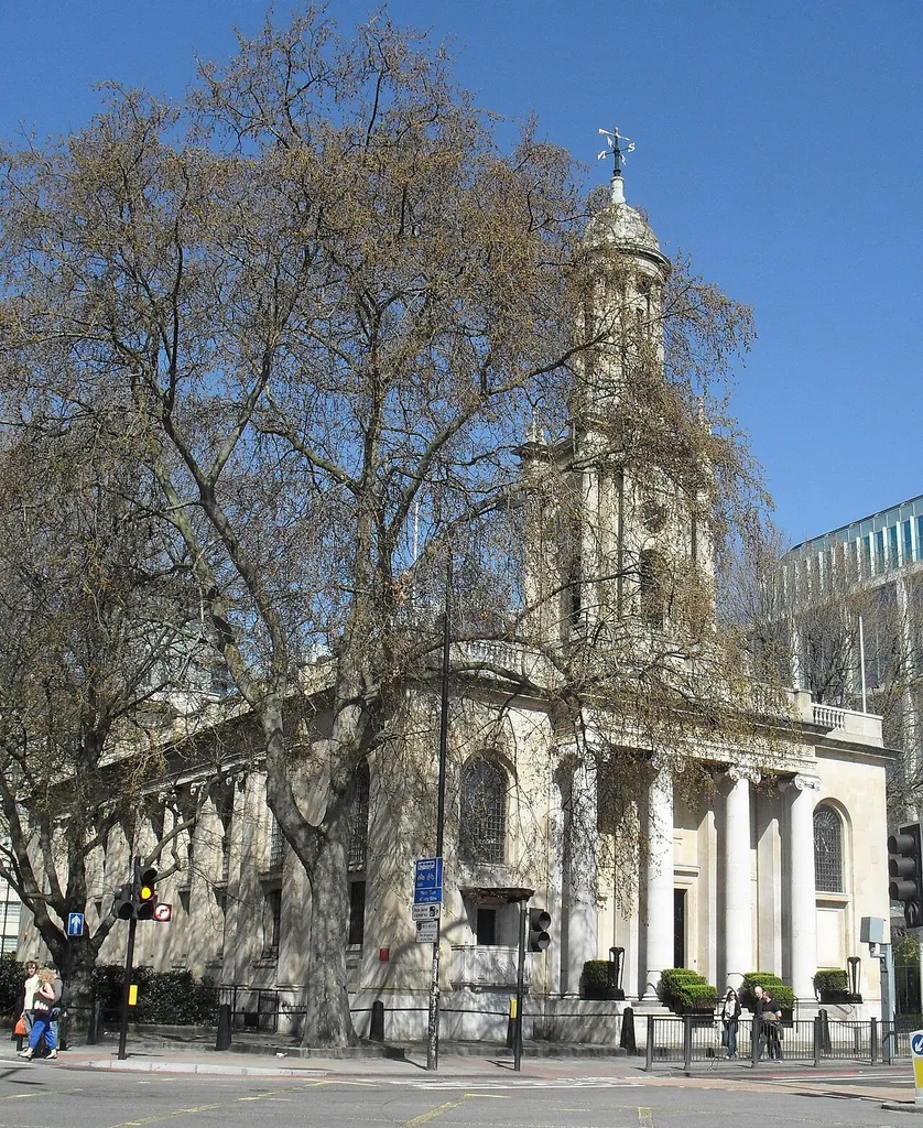 Former Holy Trinity Church, Marylebone Road, London NW1, England. A Commissioners' Church built by Sir John Soane in 1824–28. Converted to offices in the mid-20th century. Listed at Grade II* by English Heritage (IoE Code 417828)
