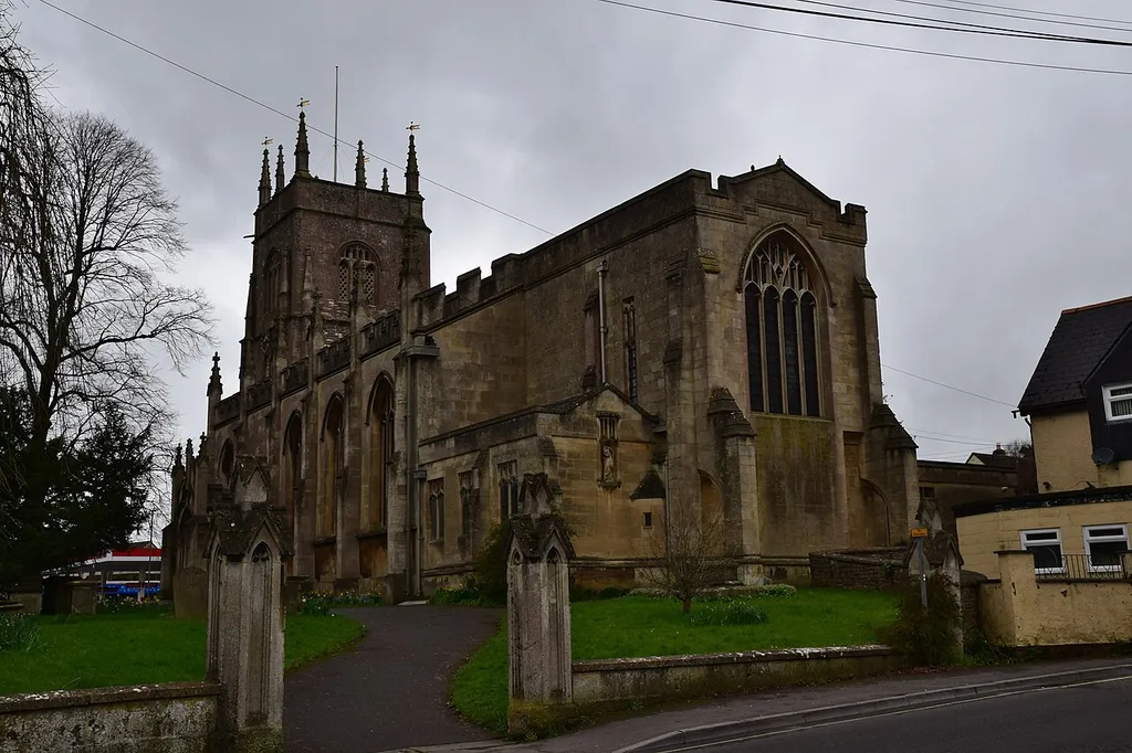 Midsomer Norton Church (St. John the Baptist), Somerset, 07/03/20. Tower's lower stage is 15th Century Perpendicular (1483), although the upper stages are 17th Century Stuart (1674); nave and aisles Victorian Gothic Revival by John Pinch the Younger in 1830-31; 20th Century Neo-Gothic chancel and lady chapel.