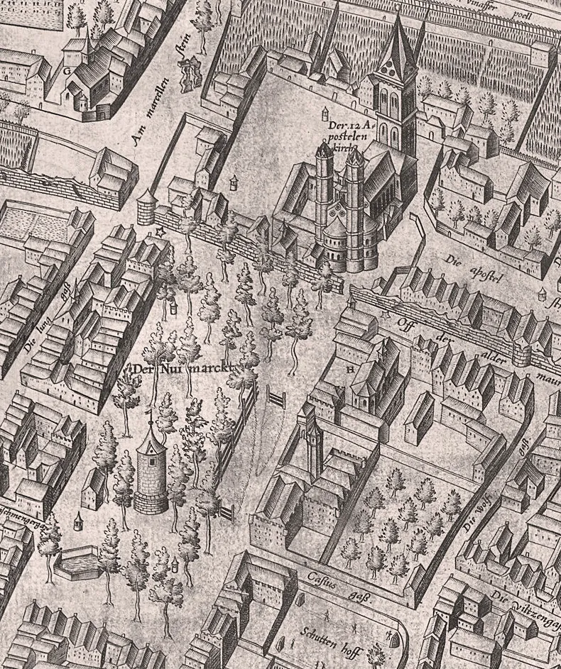 Ausschnitt eines Stadtplanes mit St. Aposteln (Köln) und Neumarkt