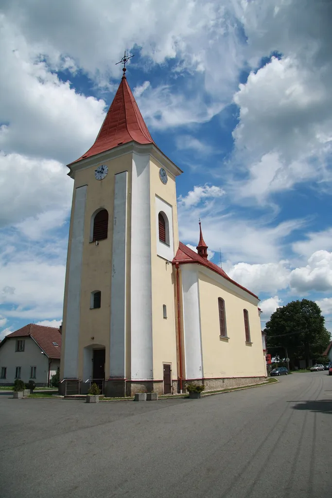 Overview of Church of Saint John the Baptist in Kaliště, Pelhřimov District.