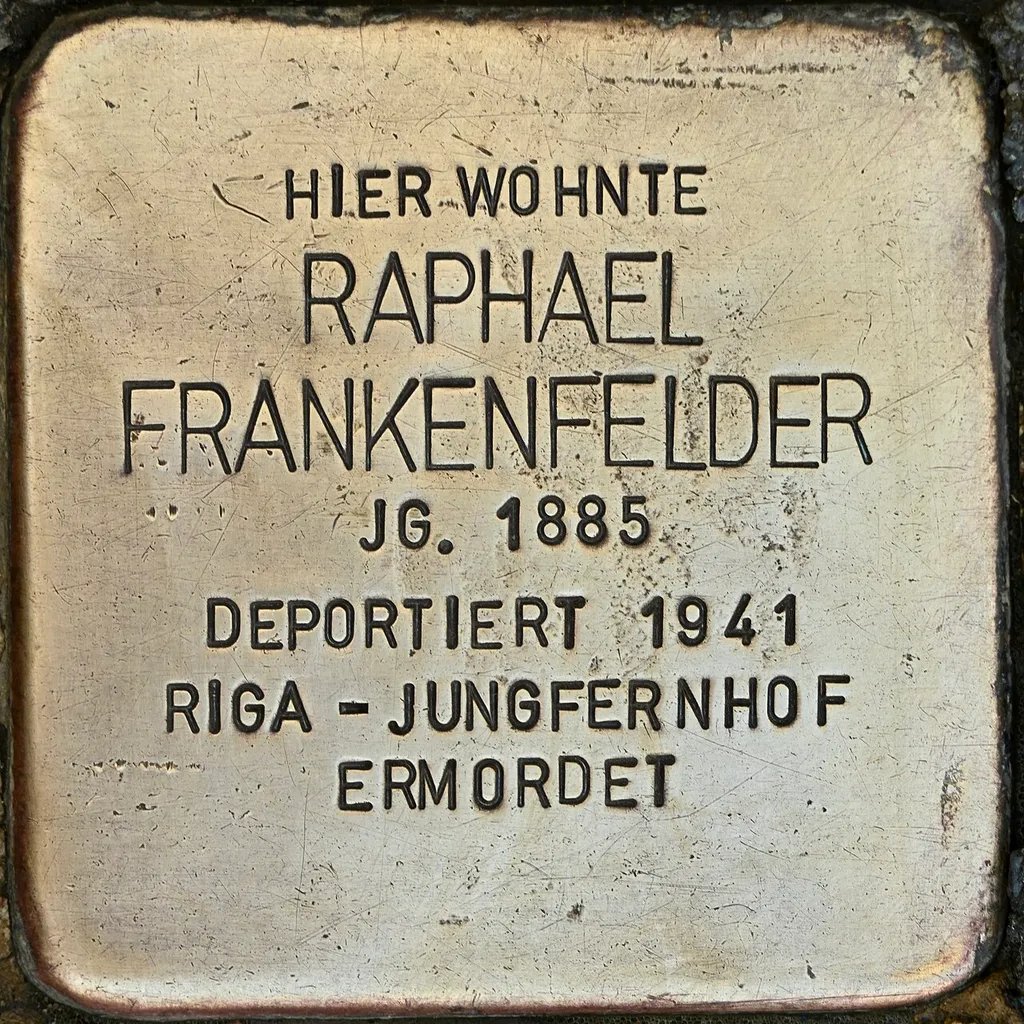 Stolperstein dedicated to Raphael Frankenfelder