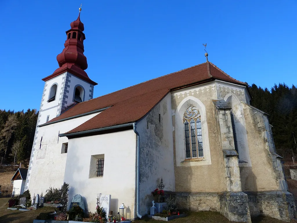 Kath. Pfarrkirche hl. Georg, Gaisberg (Gemeinde Friesach, Kärnten): Südseite
