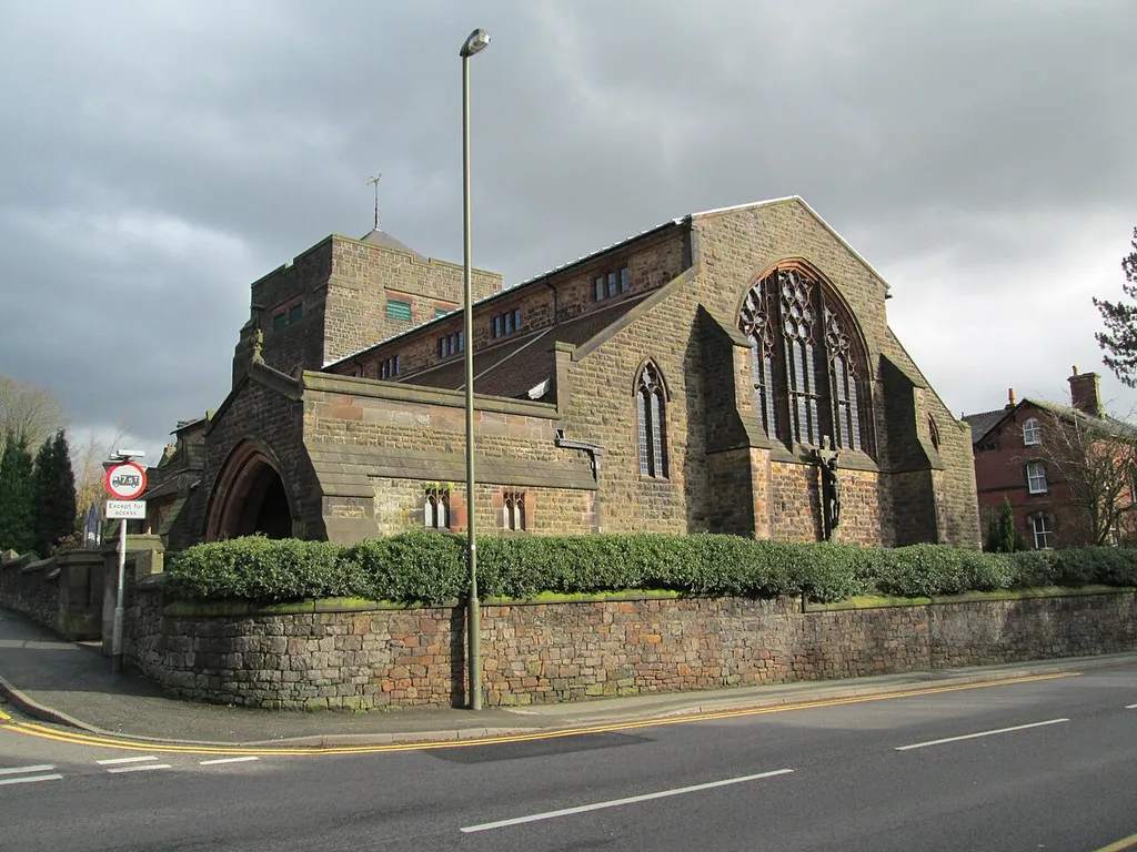 All Saints' parish church, Southbank Street, Leek, Staffordshire, seen from the west