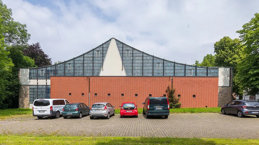 Essen-Katernberg, Heilig-Geist-Kirche, Architekt: Gottfried Böhm. Projektzeit 1955 bis 1957 (Nebengebäude bis 1967/68).
