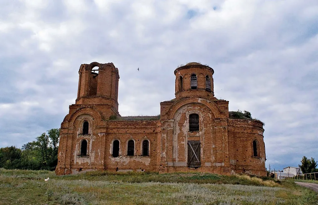 An old orthodox church, now almost a ruin in Voronezh district