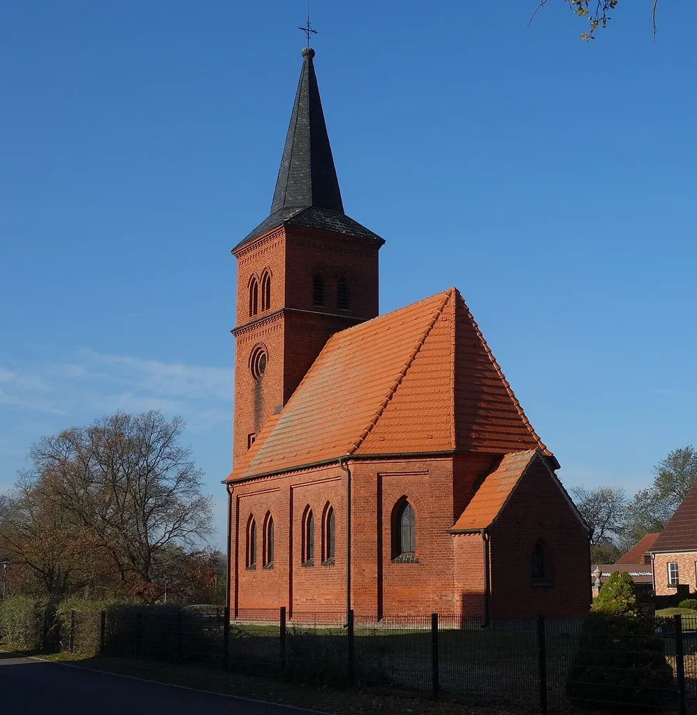 South-eastern view of church in Prietzen, Havelaue municipality, Havelland district, Brandenburg state, Germany