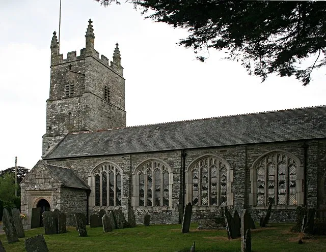 Lamerton Church. Most of this church was rebuilt after a fire in 1877. Only the tower remains from the earlier church.