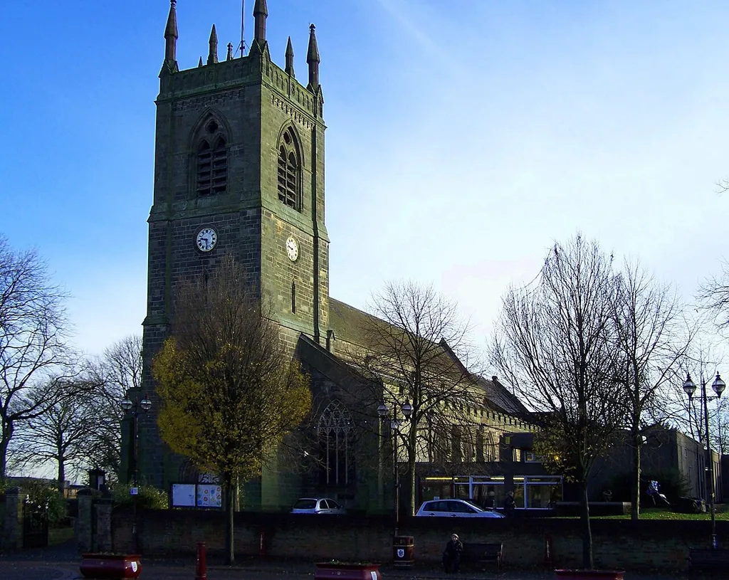 St Mary's parish church, Ilkeston, Derbyshire, seen from the southwest