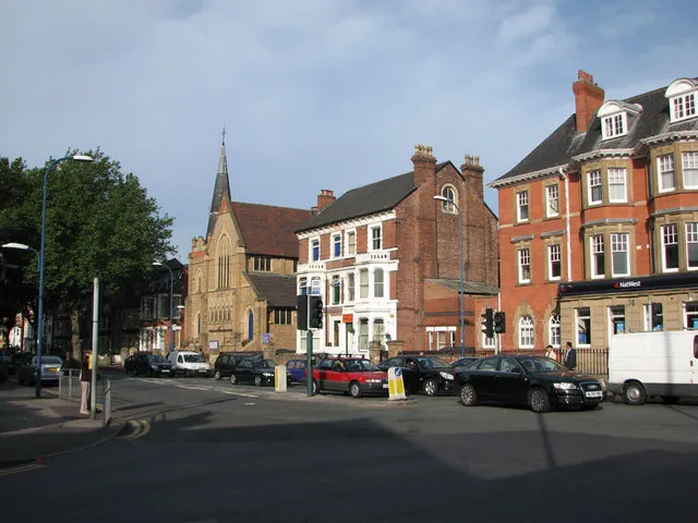 Gregory Boulevard, Hyson Green Showing the United Reformed Church and the NatWest Bank on the corner of Radford Road.