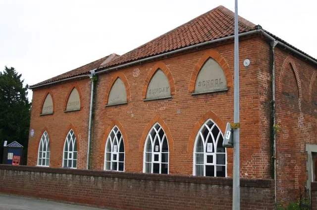 Cowper Church Sunday School, East Dereham, near to Dereham, Norfolk, Great Britain. The name of Cowper is well known in this area as one of the early Non-Conformist churchmen. This building is now the Scout Headquarters, so youth still play a big part in its use.