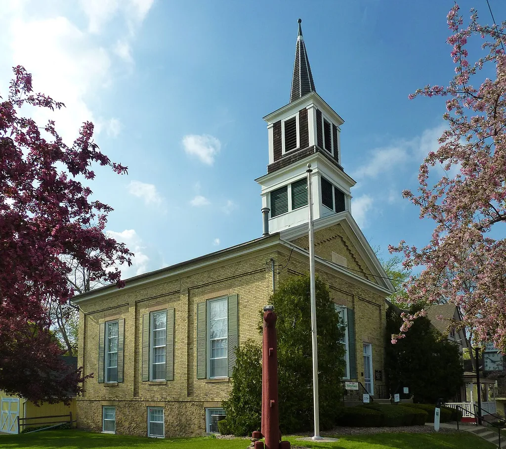 The Universalist Church at 324 S. Page Street in Stoughton, Wisconsin, was built of cream brick in 1858 and added to the National Register of Historic Places in 1982. It now houses the Stoughton Historical Museum.
