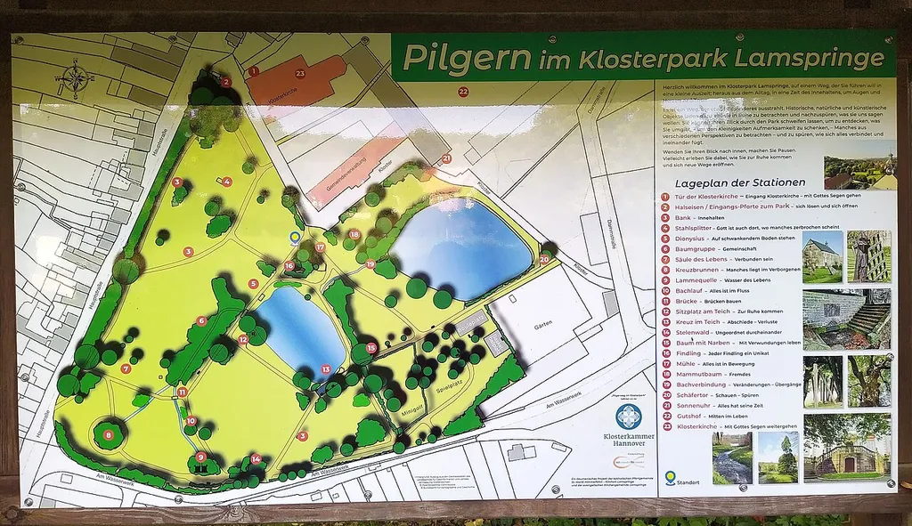 Infotafel Pilgern im Klosterpark Lamspringe