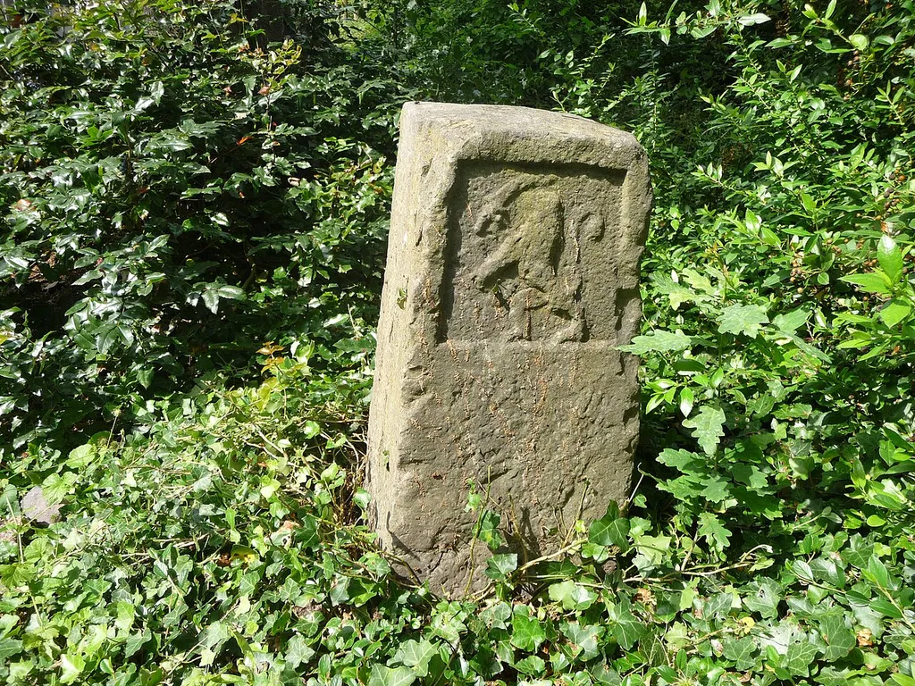 border marker with the coat of arms of Austrian at Thermenmuseum