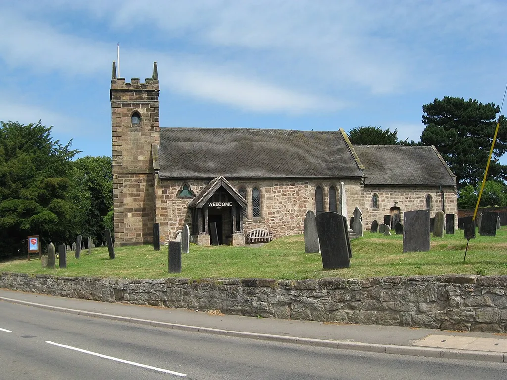 St Michael's parish church, Willington, Derbyshire, seen from the south