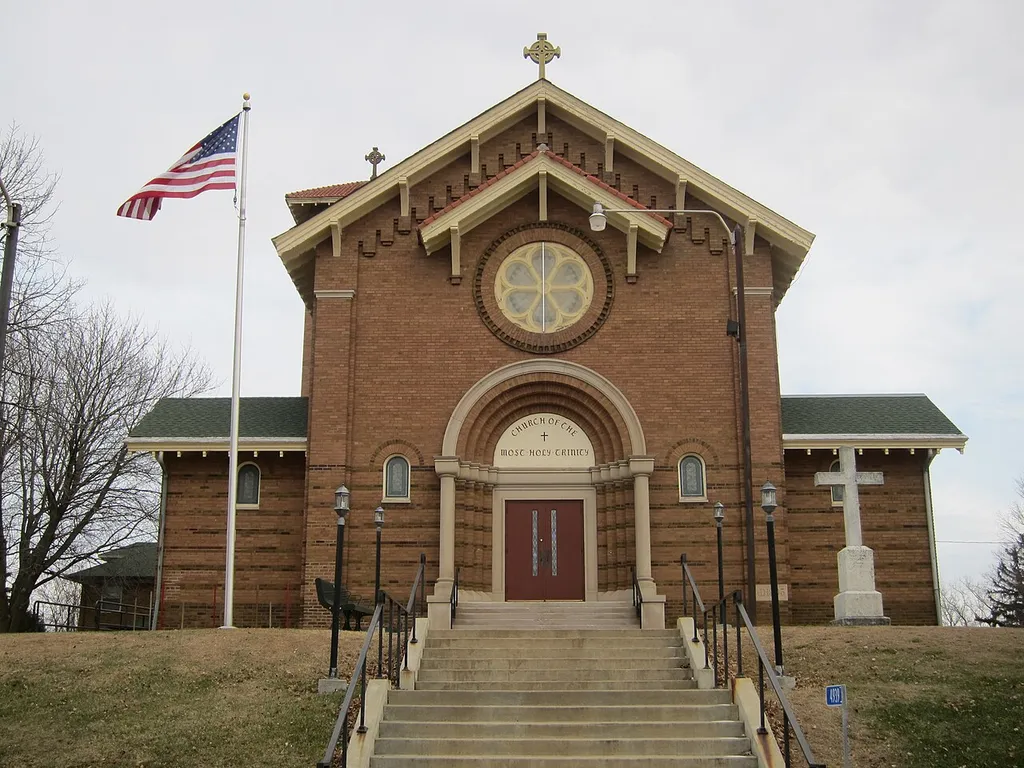 w:Church of the Most Holy Trinity (Catholic) in w:Wheatland Township, MN, listed on the w:National Register of Historic Places.