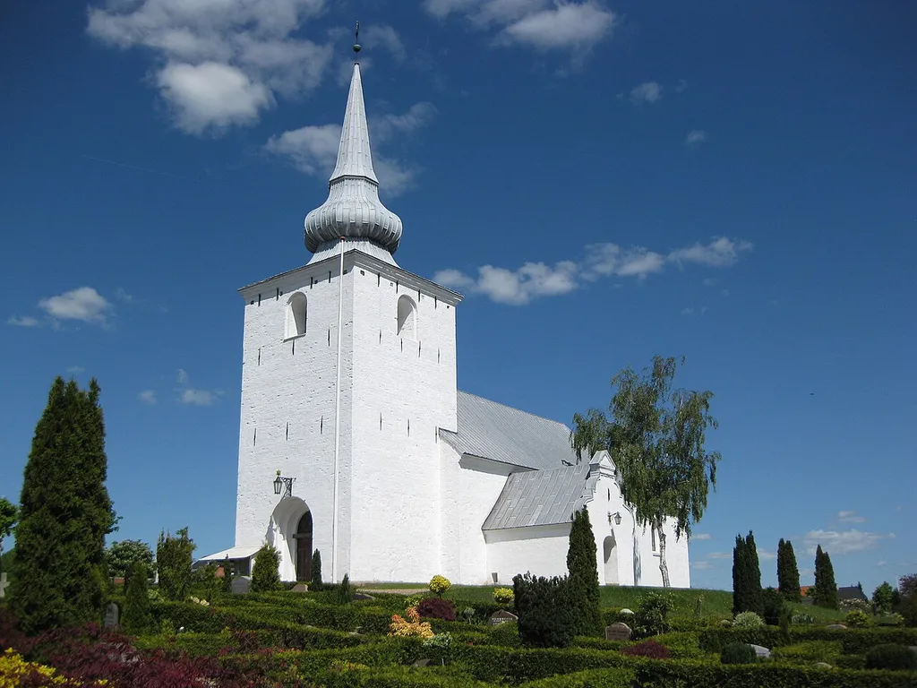 The church "Bredsten Kirke" in the small town "Bredsten". The town is located in South-Central Jutland, Denmark.