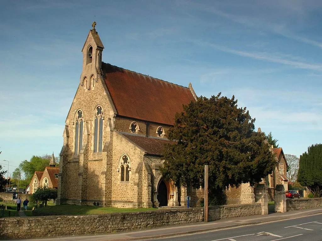 Roman Catholic church of Our Lady and St Edmund, Abingdon, Oxfordshire (formerly Berkshire), seen from the southwest. Designed by William Wardell and George Goldie and built in 1857–65.
