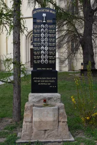 World War I memorial in front of the protestant church in Nosislav