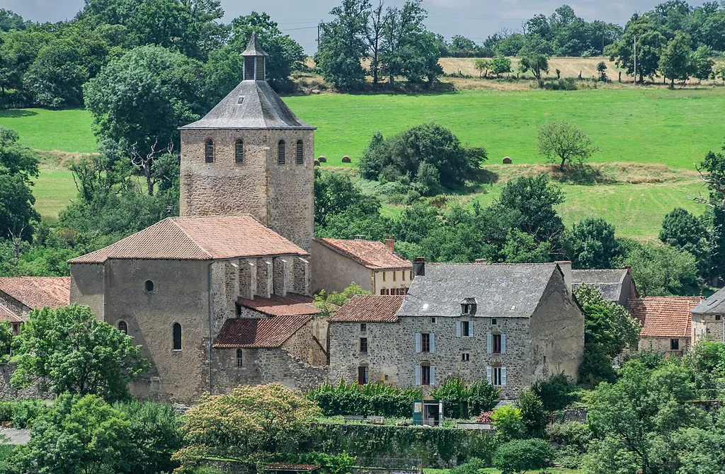 View of present church in Peyrusse-le-Roc, Aveyron, France