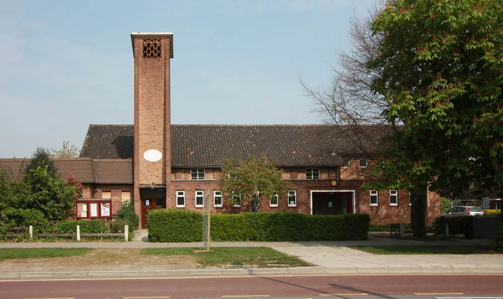Christ Church, Bastable Avenue, Barking, London, seen from the south