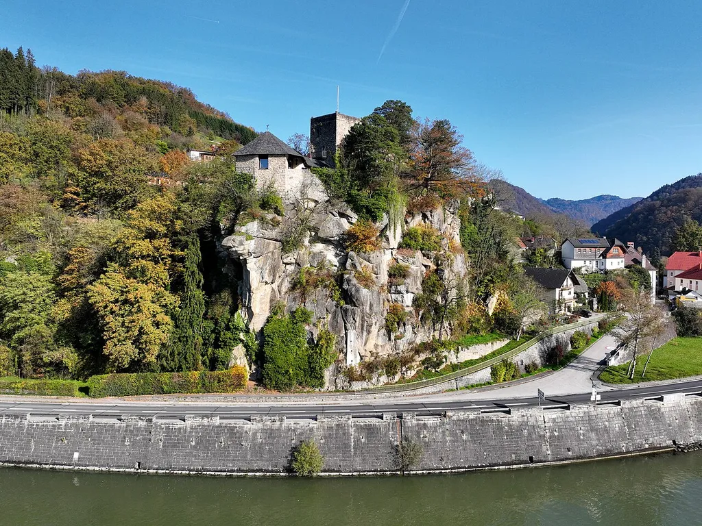 Southwest view of the Werfenstein castle in Upper Austria.