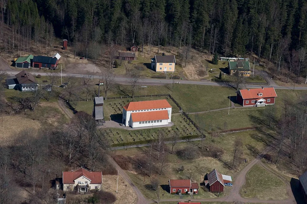 The Stengårdshult church from the air