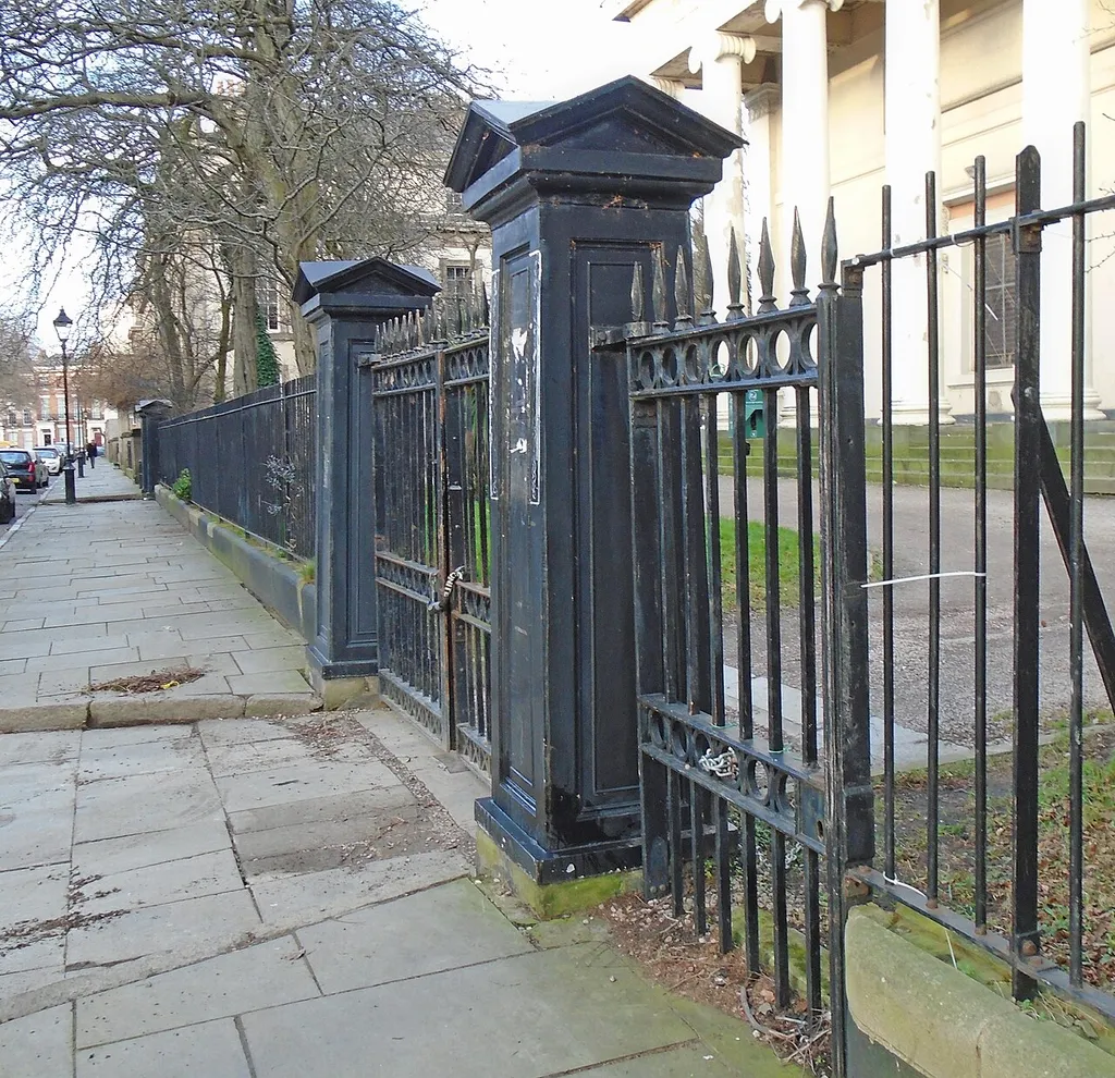 Southern gate looking north along railings