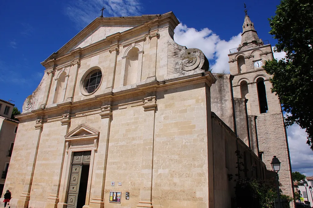 Lovely tower of the ancient church of Lunel