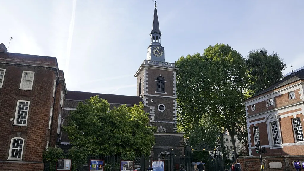 The exterior of St James's Church in Piccadilly, London, UK