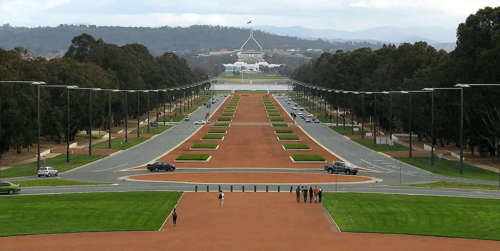 Anzac Parade, looking from the Australian War Memorial toward Parliament House