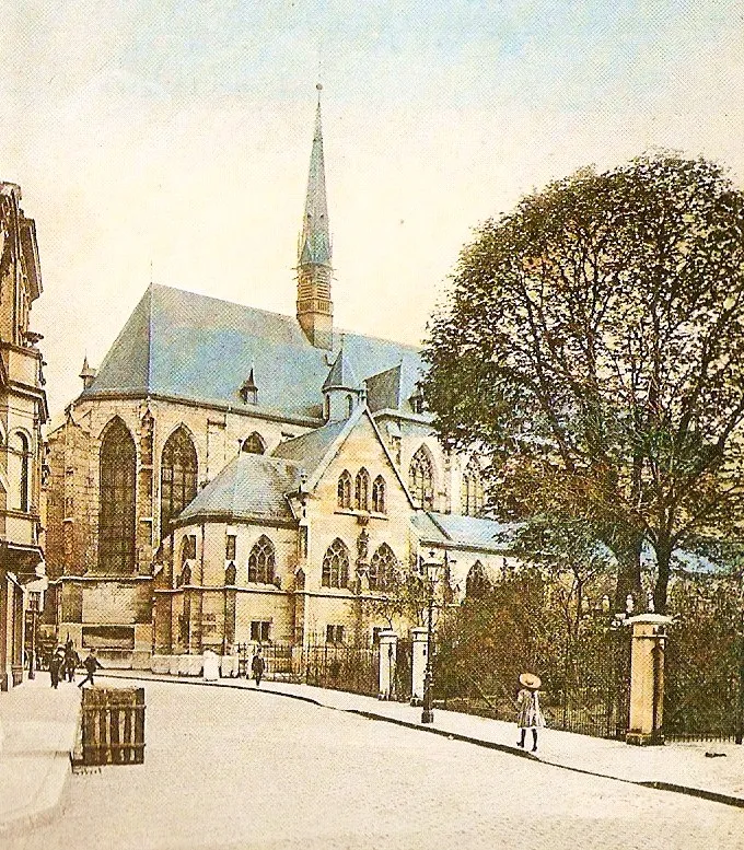 Scan einer alten Postkarte von St. Nikolaus in Aachen zur Jahrhundertwende