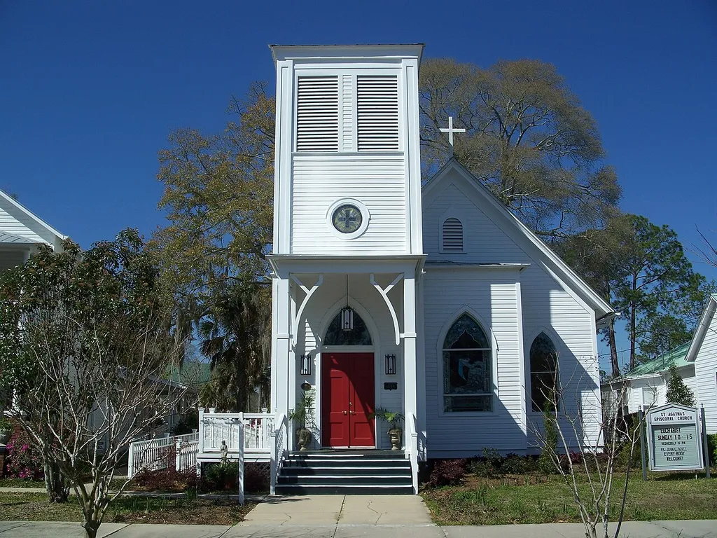 St. Agatha's Episcopal Church in the DeFuniak Springs Historic District in DeFuniak Springs, Florida. It is on Circle Drive, the road that goes around Lake DeFuniak, at the heart of the district. It is listed in A Guide to Florida's Historic Architecture.