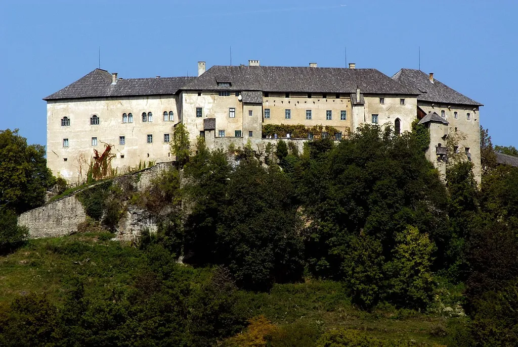 Southern view of castle Hollenburg in Hollenburg, municipality Köttmannsdorf, district Klagenfurt Land, Carinthia, Austria, European Union