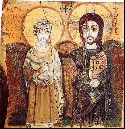 Christ and Saint Mina. 6th-century icon from Bawit, Egypt, now in the Louvre