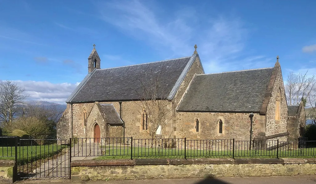 St Bartholomew's Scottish Episcopal Church, Gourock, entrance from Barrhill Road. The church, built in 1857, is a B-listed building, reference LB34001. Barrhill Road, St Bartholomew's (Episcopal) Church and Boundary Wall (LB34001). Historic Environment Scotland (1 July 1948). Retrieved on 1 April 2020.