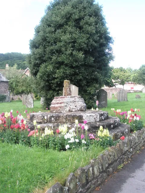 Remains of medieval churchyard cross in St George's Churchyard, Dunster, Somerset.