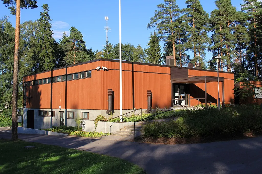 Jakomäki church, Jakomäki, Helsinki, Finland. Completed 1975, architect Leo Tenhunen.