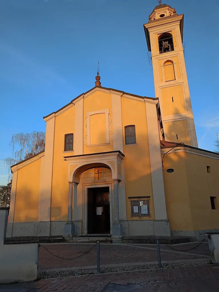 The church of Sant'Agata in Basiglio (Milan, Italy). The church was consecrated on June 14 1545, the bell tower was added in 1641. Photo by Giovanni Dall'Orto, October 28 2025.