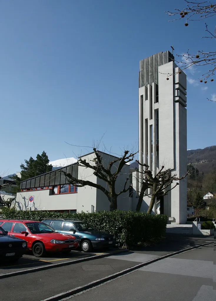 Buchs SG. Kath. Kirche Herz Jesu. Neubau 1964-65
