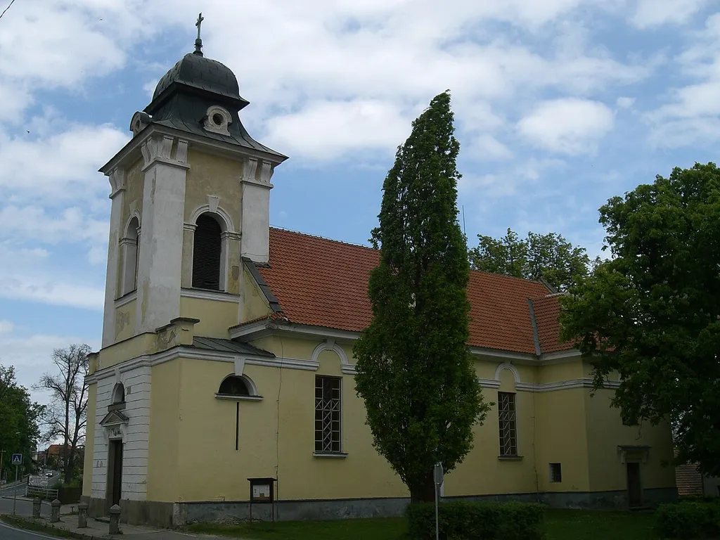 Čimelice village in Písek district, Czech Republic. Church of Holy Trinity