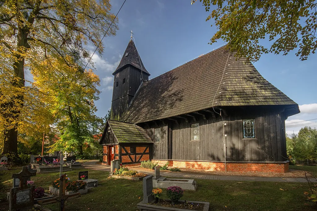 Woskowice Małe, kościół par. p.w. św. Wawrzyńca, 1711, 1818, 1840, 1914