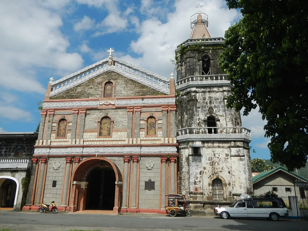UploadWizard photos --- (general description) of (landmarks, heritage, culture, comprehensive, photography) of --- the --- Poblacion, Lumban Plaza, the --1578 Chuch of Lumbang, [1] Lumban, Laguna[2] -- Saint Sebastian the Martyr Parish Church of Lumban[3] (In 1578 the first Church was built by Father Juan de Plasencia destroyed by Fire; 1889 the Church was restored by Father Manuel Rodriguez. 14° 17.843N 121° 27.547E along the bank of the Lumban River drains out to Laguna Lake. Episcopal District IV [4] -- Roman Catholic Diocese of San Pablo [5] [6] [7] [8] [9] Poblacion, Lumban 4014 Laguna, Philippines Feast day: January 20 Parish Priest: Father Ricardo B. Basquiñez, MFParochial Vicar: Father Judah Ben-hur S. Pigon, MF Episcopal Vicar: Father Leandro L. Bariring, Jr. VICARIATE OF OUR LADY OF GUADALUPE Vicar Forane: Father Noel C. Artillaga.) -- &amp; --- Lumban Municipal Hall (Lumban proper) [10] Coordinates: 14°17'49"N 121°27'33"E [11] [12] Coordinates: 14°17'20"N 121°32'42"E (caliraya springs) -- Lumban, Laguna[13] &amp; --- – Lumban,_Laguna - the Lumban Bridge (BO2469LZ STA.93+880 at Lumban-Caliraya-Cavinti Road[14] -2 lane concrete and steel bridge over the Lumban River connecting all eastern towns of Laguna Coordinates: 14°17'30"N 121°27'34"E [15] is geographically located at latitude(14.2905 degrees) 14° 17' 25" North of the Equator and longitude (121.4582 degrees) 121° 27' 29" East of the Prime Meridian on the Map of the world.[16] Lumban River flows through the towns of Lumban, Pagsanjan, and Cavinti also referred the Pagsanjan-Lumban River) &amp; Lumban River (part of Bumbungan River[17] (originates from the Sierra Madre Mountains, in the highlands of Cavinti town, flowing through the town of Pagsanjan and ending in Lumban where it drains to Laguna de Bay)