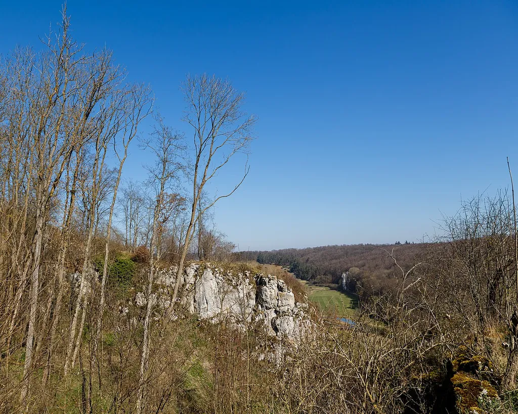Eselsburger Tal, Baden-Württemberg, Germany: The rock where the former Castle Hürgerstein was overseeing the valley "Eselsburger Tal"